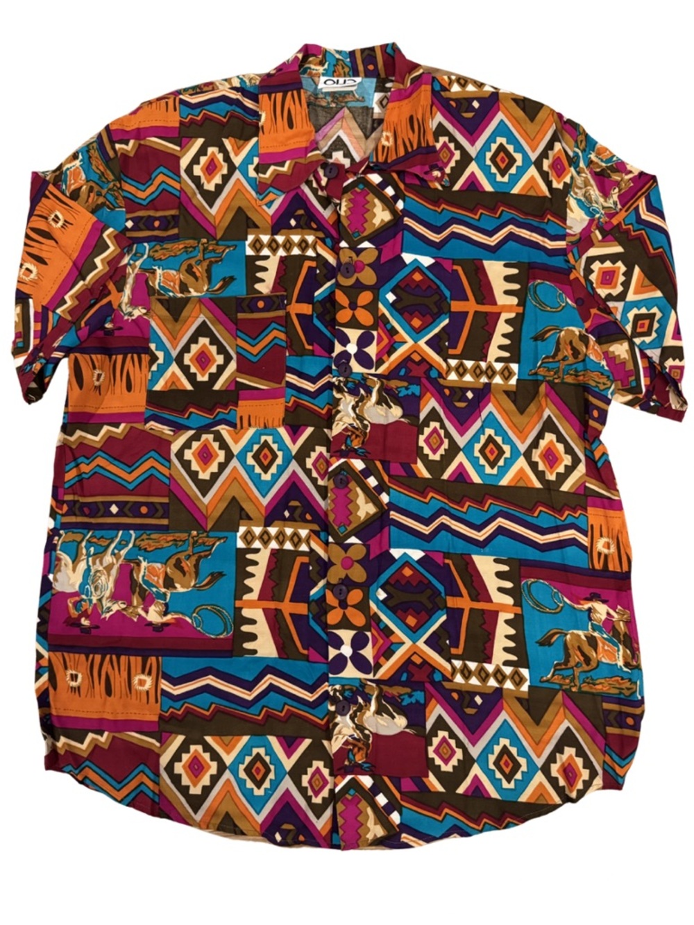 Vintage CLIO western boho pattern blouse. 80s/90s